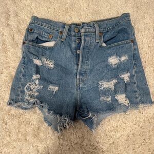 Levi's Blue Distressed Jean Shorts